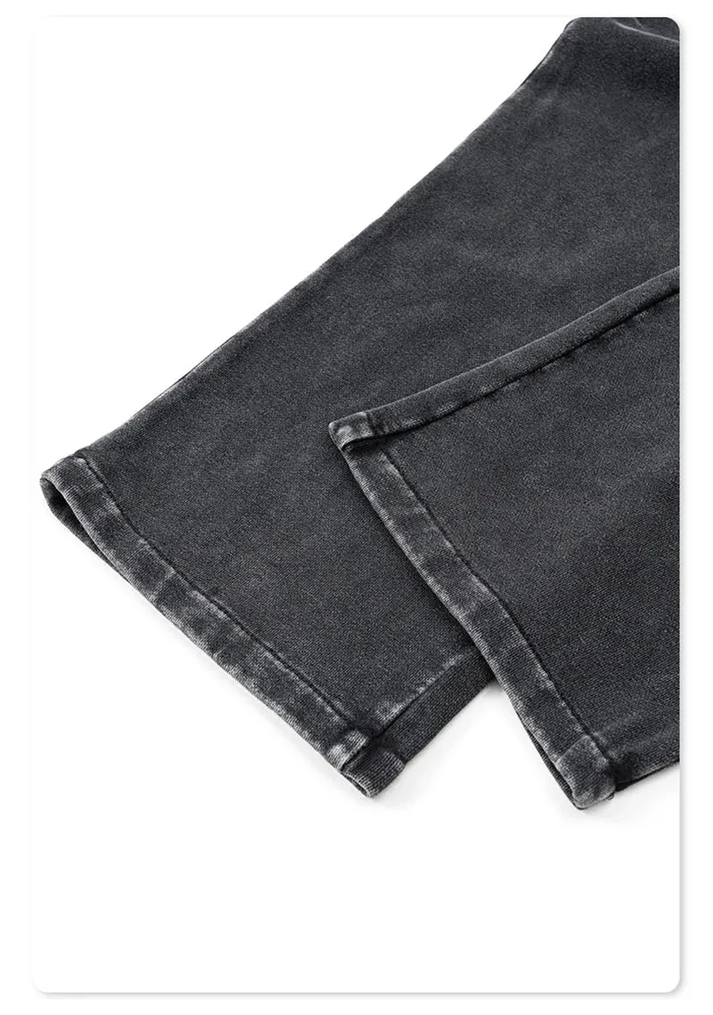 Obsidian Phoenix Luxury 380gsm Washed Cotton Pants - Unisex Oversized High-Street Straight Sport Trousers