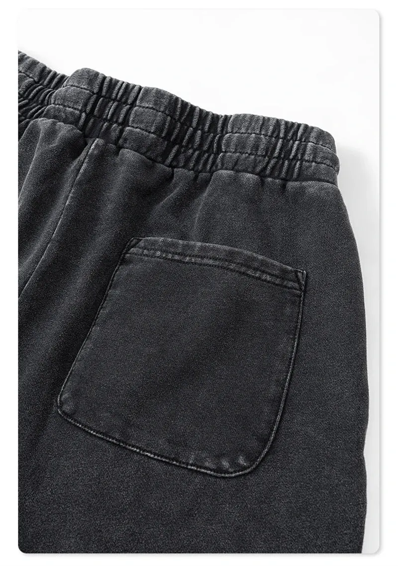 Obsidian Phoenix Luxury 380gsm Washed Cotton Pants - Unisex Oversized High-Street Straight Sport Trousers