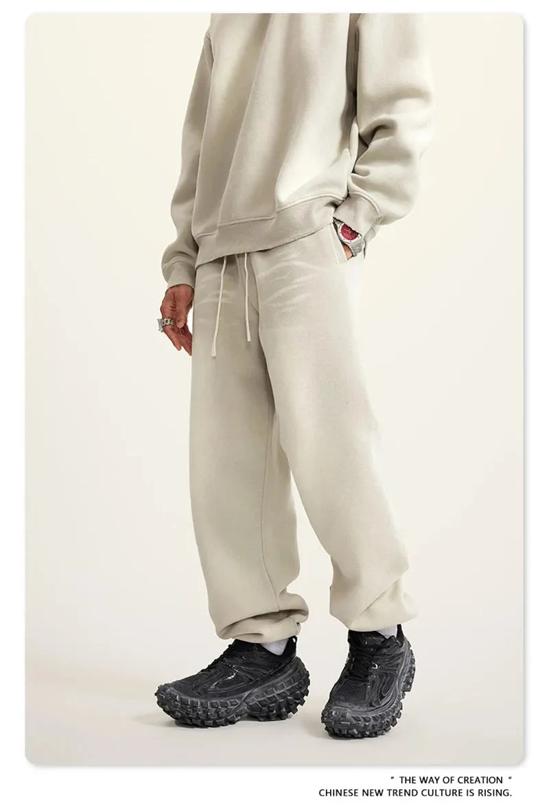 Obsidian Phoenix Luxury Washed Fleece Sweatpants - Unisex Loose-Fit Warm Sport Joggers