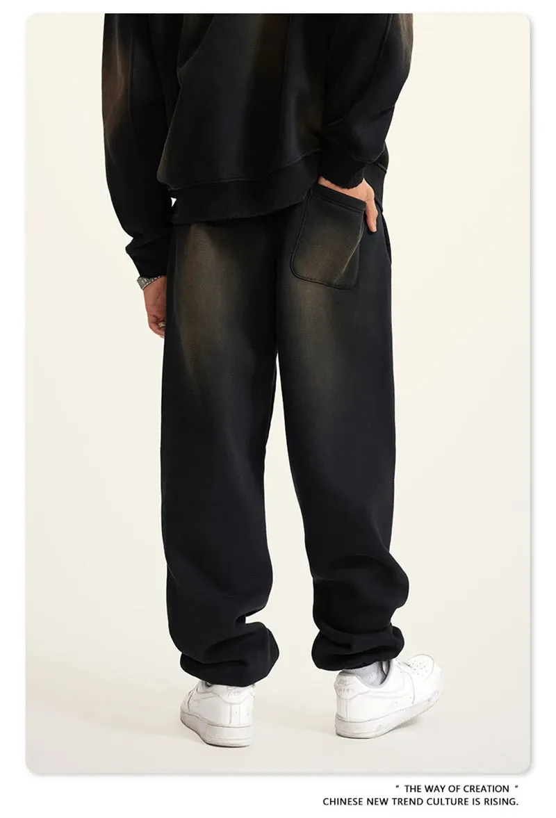 Obsidian Phoenix Luxury Washed Fleece Sweatpants - Unisex Loose-Fit Warm Sport Joggers