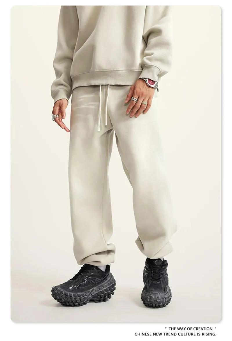 Obsidian Phoenix Luxury Washed Fleece Sweatpants - Unisex Loose-Fit Warm Sport Joggers