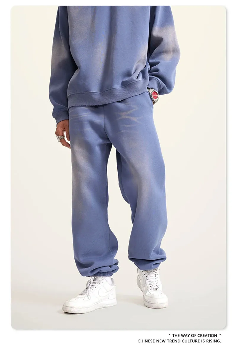 Obsidian Phoenix Luxury Washed Fleece Sweatpants - Unisex Loose-Fit Warm Sport Joggers