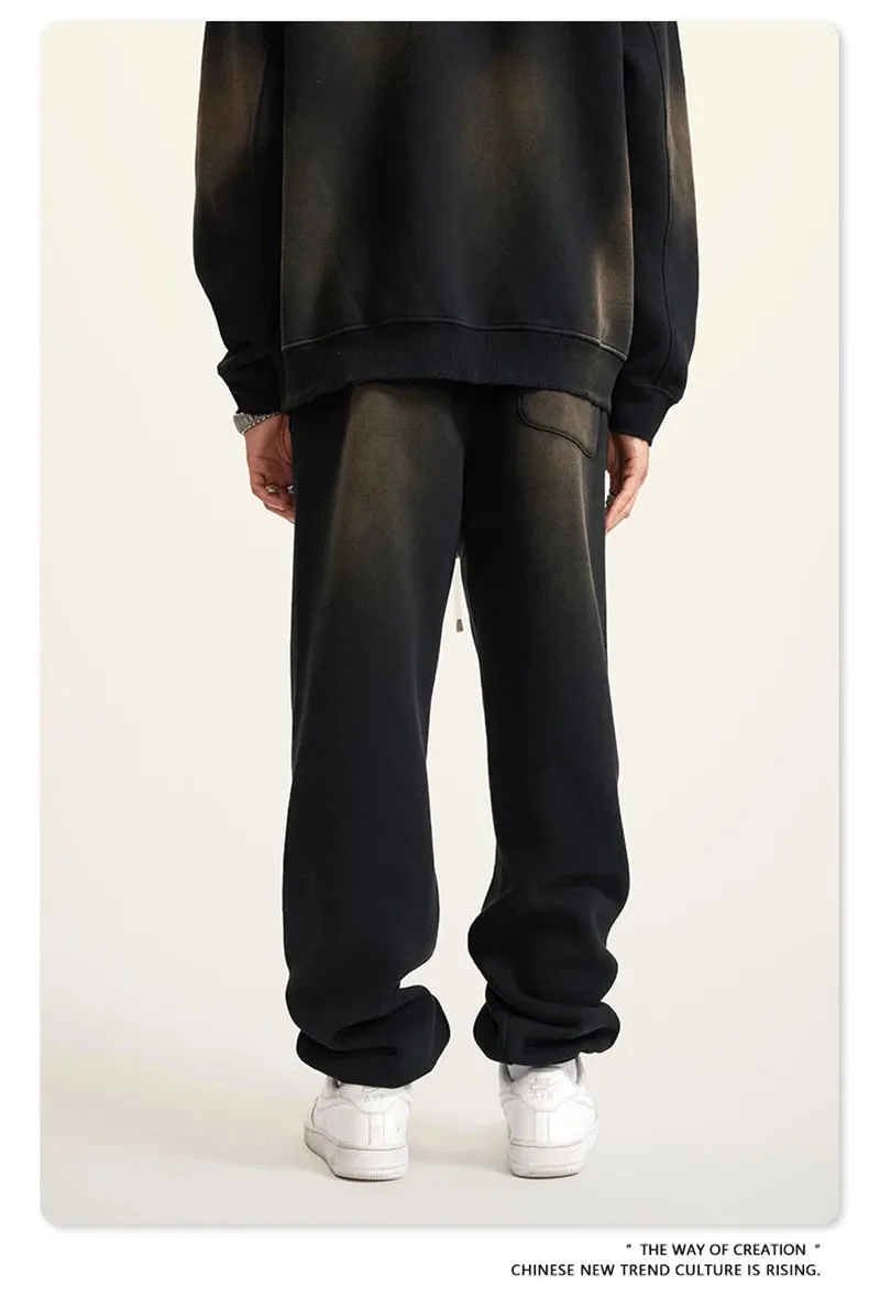 Obsidian Phoenix Luxury Washed Fleece Sweatpants - Unisex Loose-Fit Warm Sport Joggers