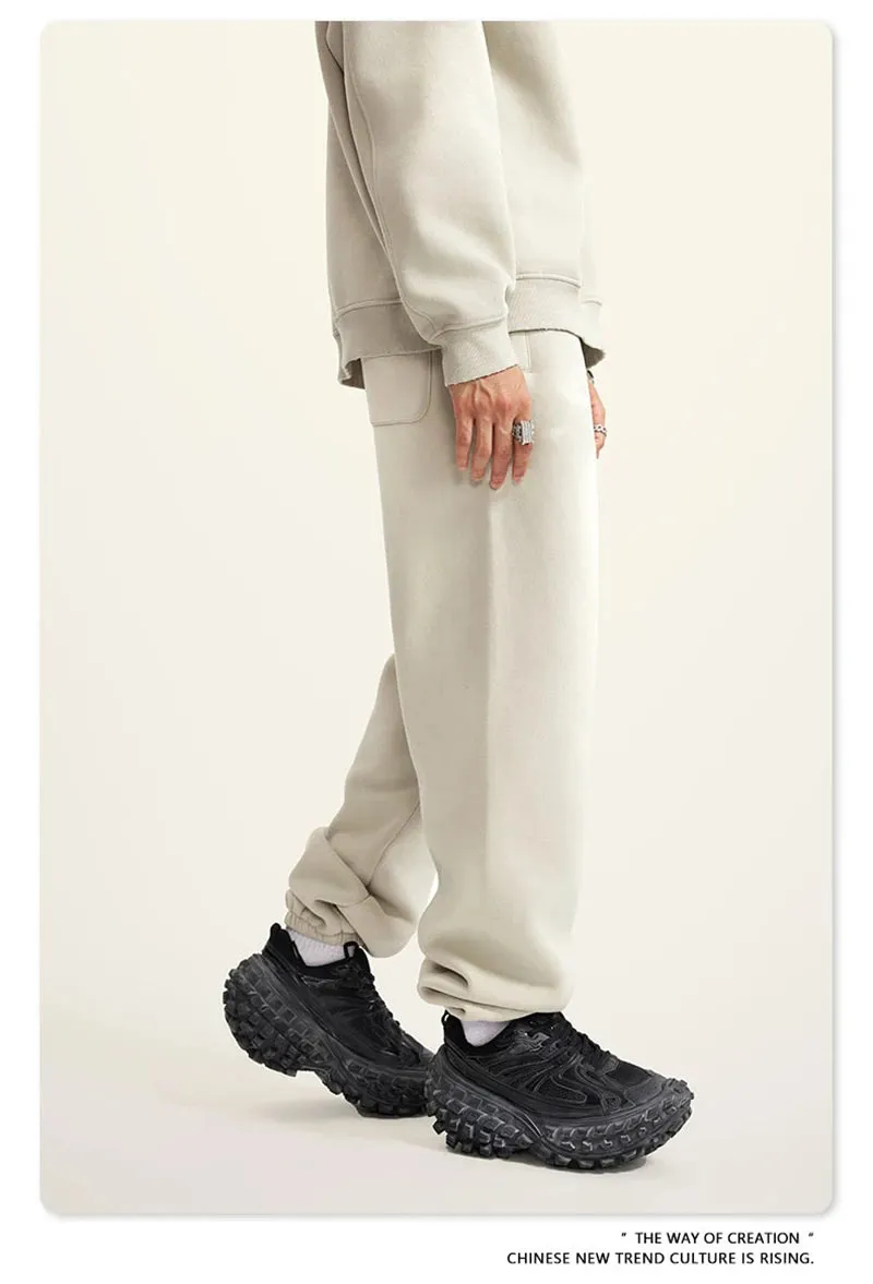 Obsidian Phoenix Luxury Washed Fleece Sweatpants - Unisex Loose-Fit Warm Sport Joggers