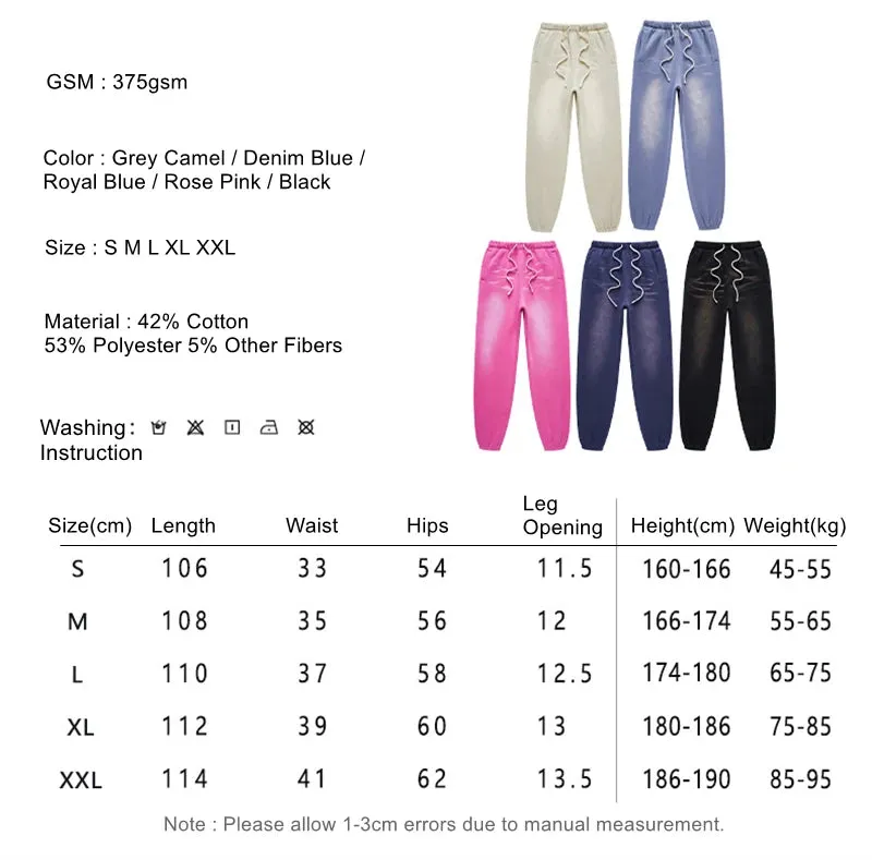 Obsidian Phoenix Luxury Washed Fleece Sweatpants - Unisex Loose-Fit Warm Sport Joggers