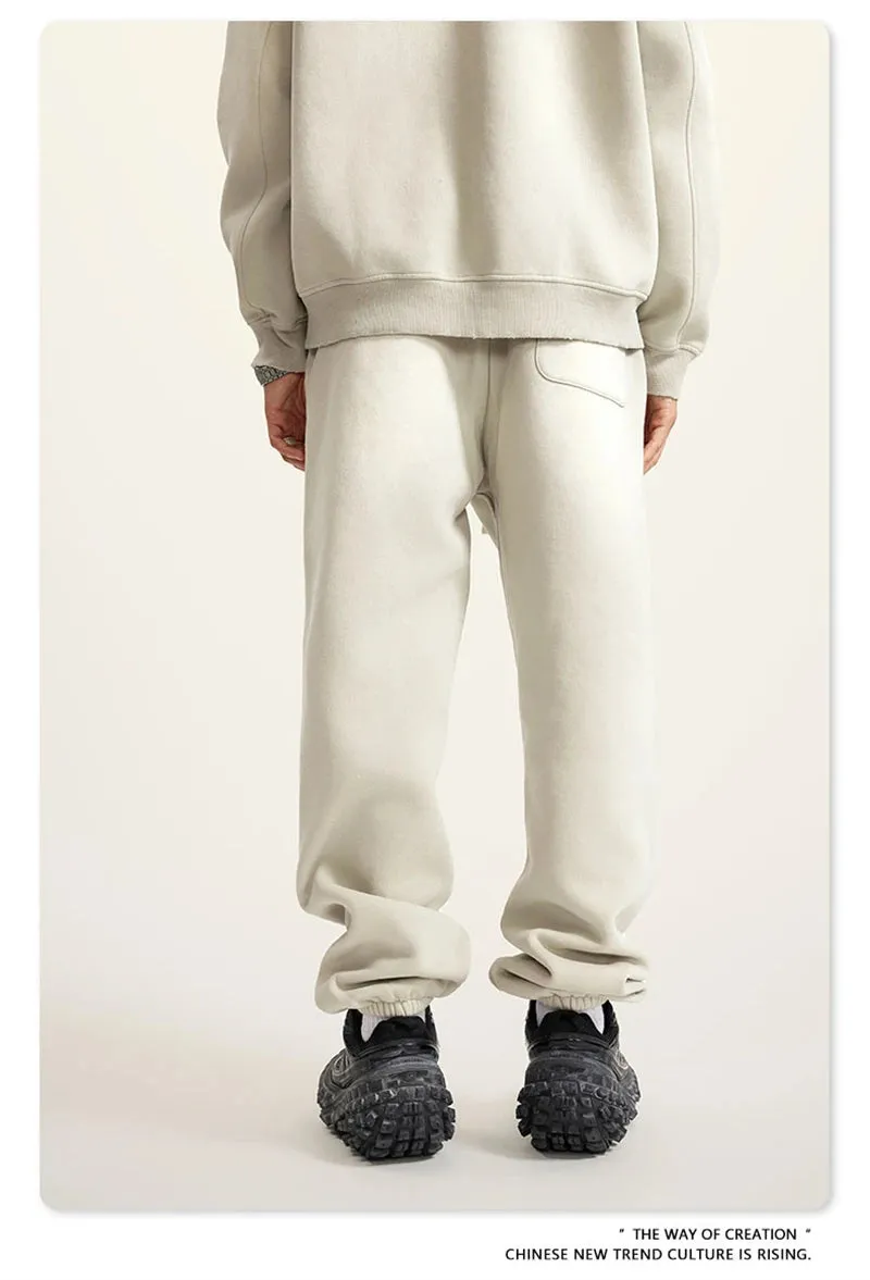 Obsidian Phoenix Luxury Washed Fleece Sweatpants - Unisex Loose-Fit Warm Sport Joggers