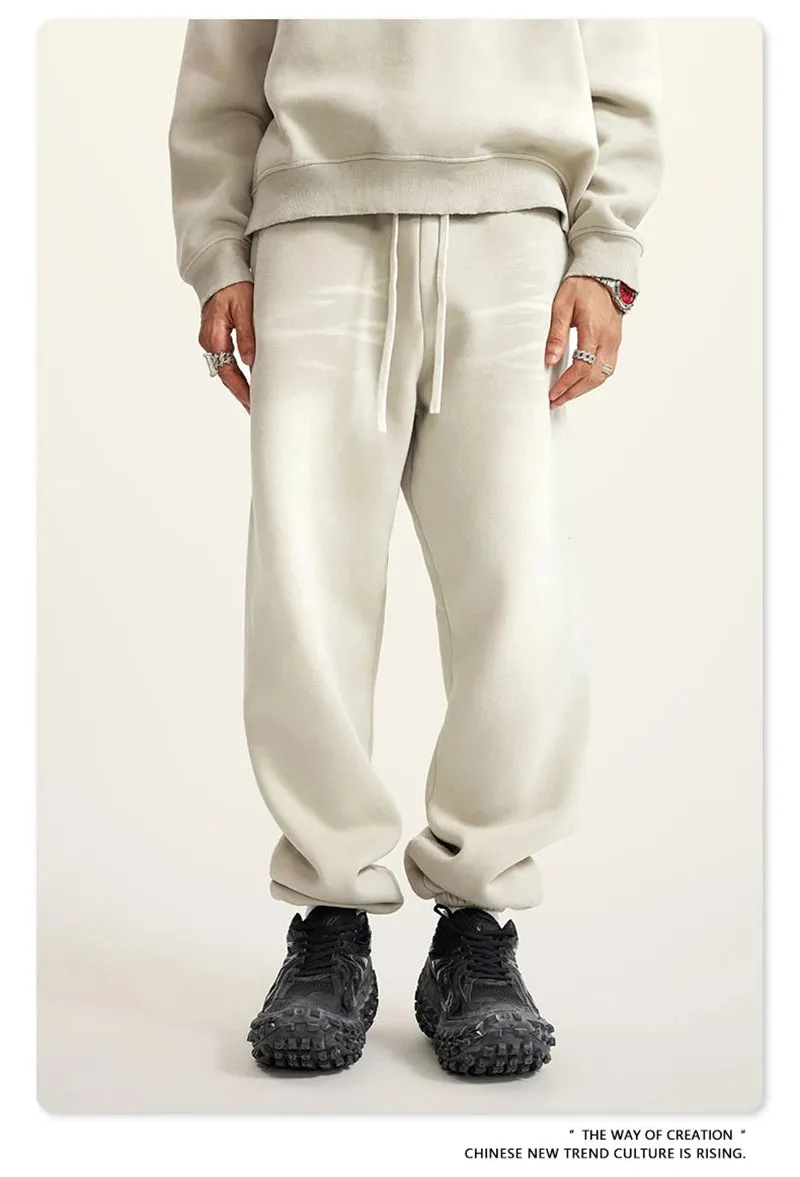 Obsidian Phoenix Luxury Washed Fleece Sweatpants - Unisex Loose-Fit Warm Sport Joggers