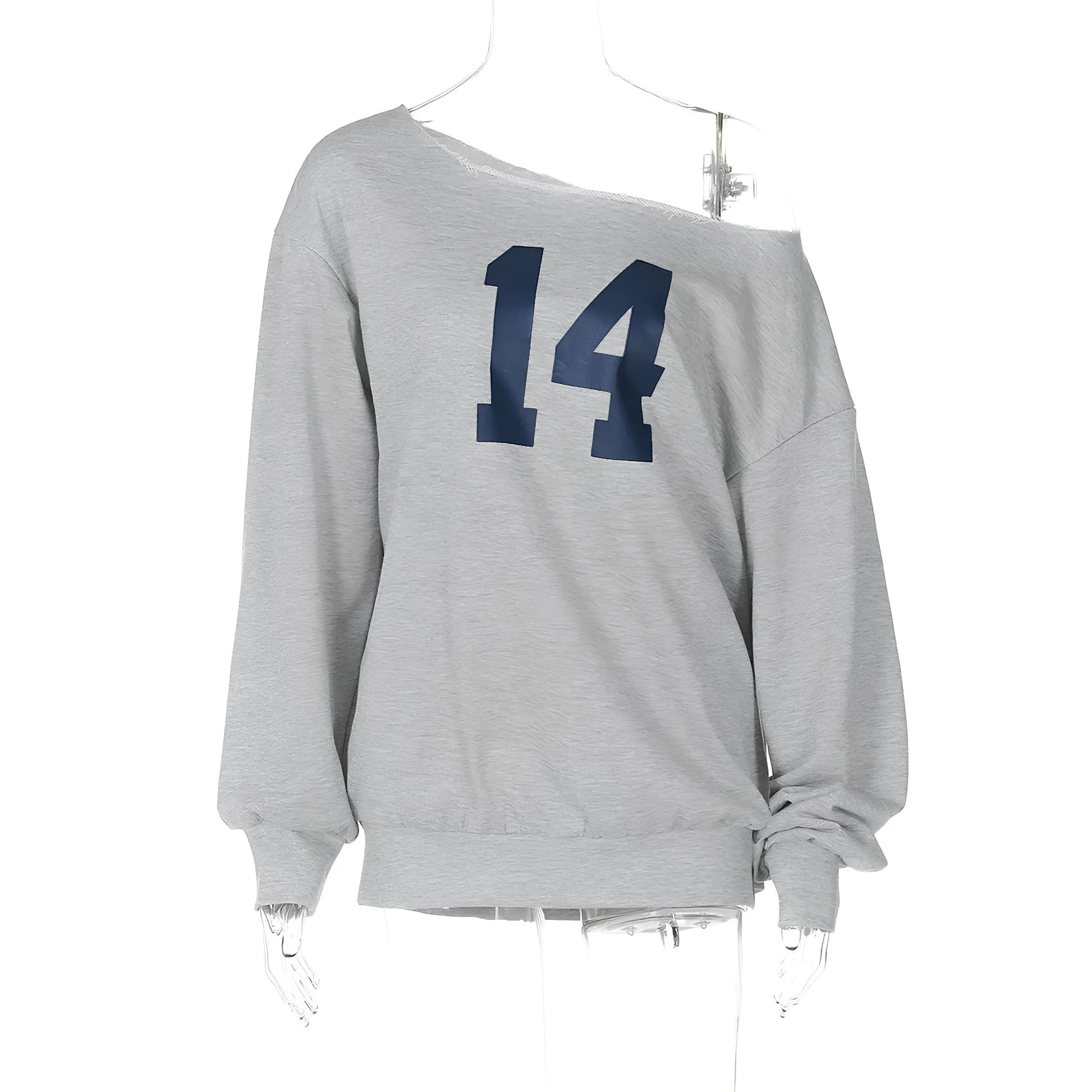 One-Shoulder Letter Print Sweatshirt – Casual & Trendy Streetwear