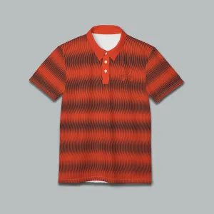 Orange Red Swirly Pattern Unisex Casual Short-Sleeve Polo Shirt