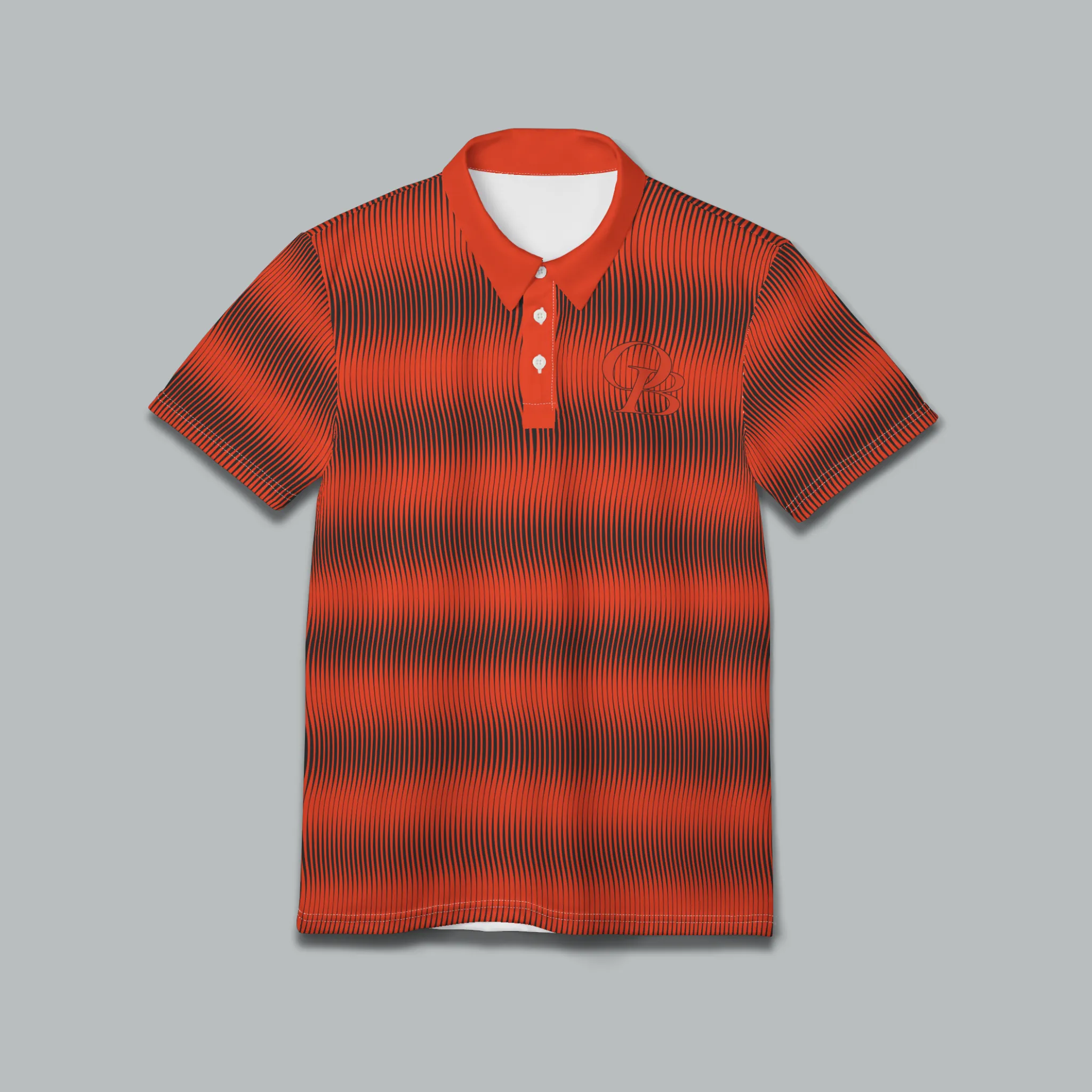 Orange Red Swirly Pattern Unisex Casual Short-Sleeve Polo Shirt