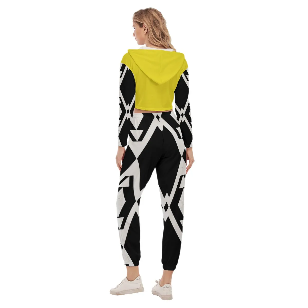 Origen Destination Origen Symbol-inspired Women's Yellow Crop Hoodie Jumpsuit
