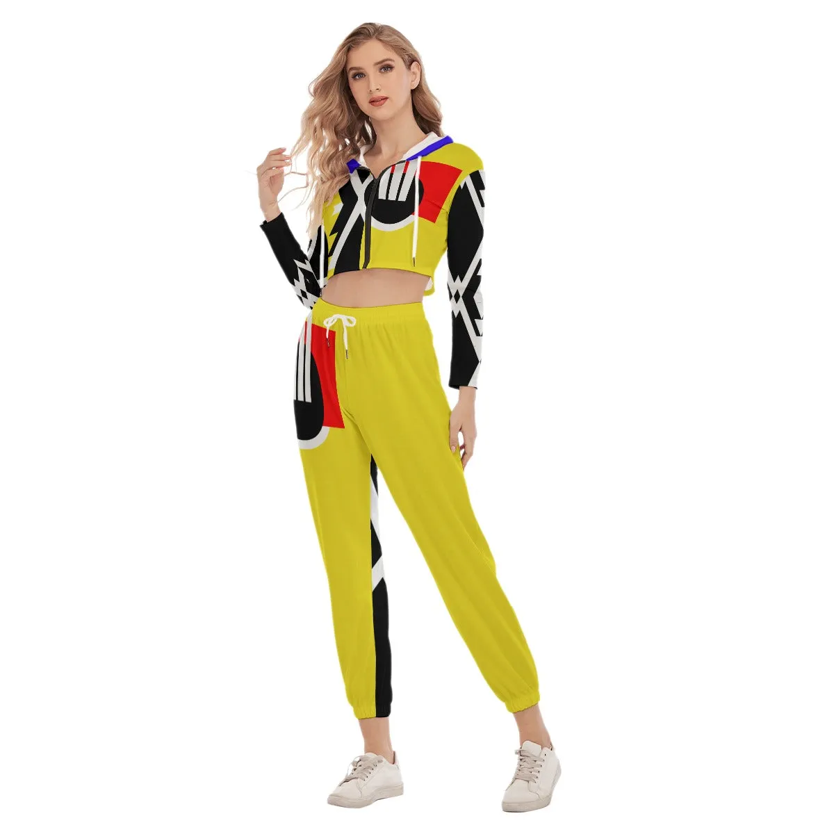 Origen Destination Origen Symbol-inspired Women's Yellow Crop Hoodie Jumpsuit