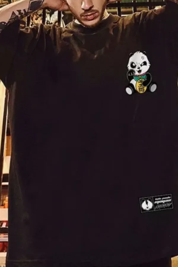 Panda Trendy Brand Hip-hop Loose T-shirt