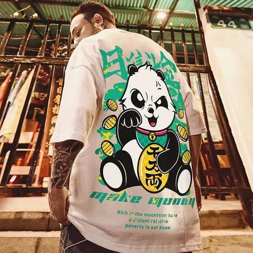 Panda Trendy Brand Hip-hop Loose T-shirt