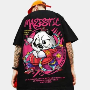 Panda Trendy Brand Hip-hop Loose T-shirt