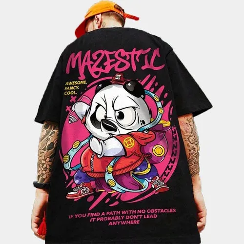 Panda Trendy Brand Hip-hop Loose T-shirt
