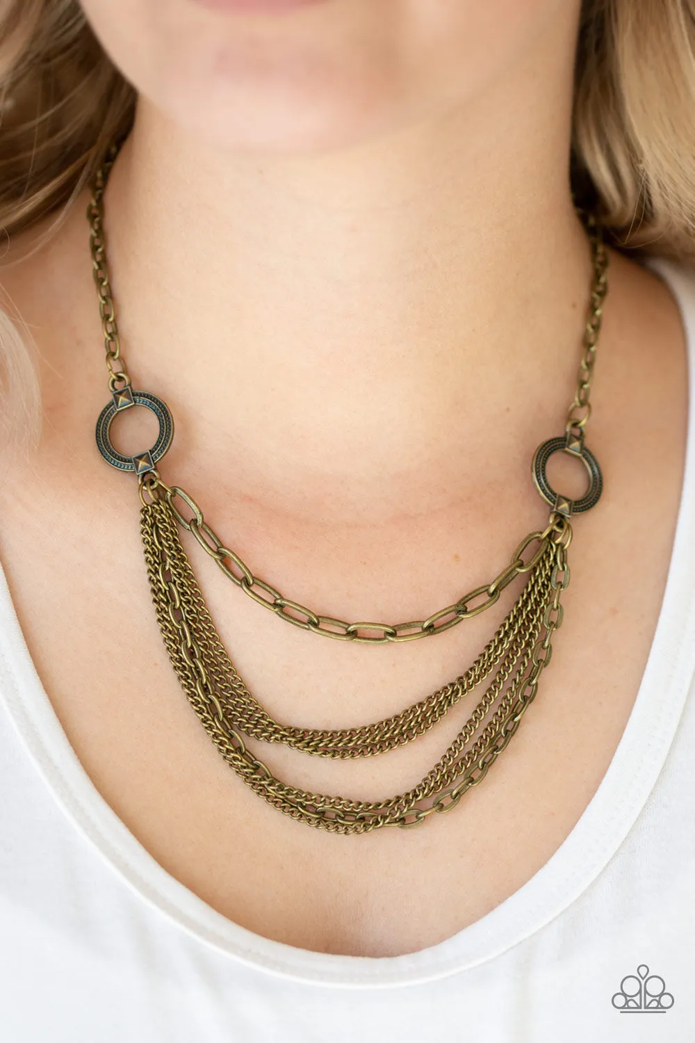 Paparazzi- CHAINS Of Command - Brass Necklace