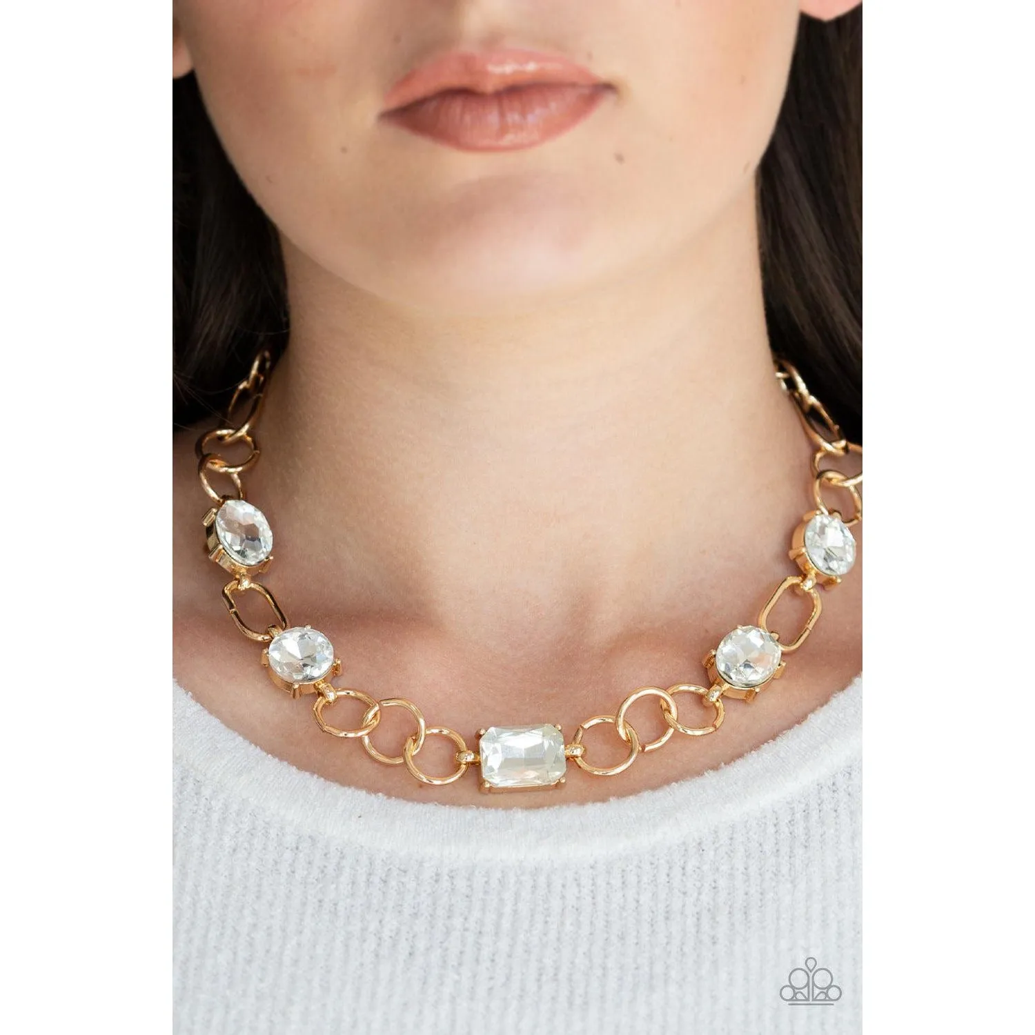 Paparazzi Urban District Gold Necklace & Earrings Set