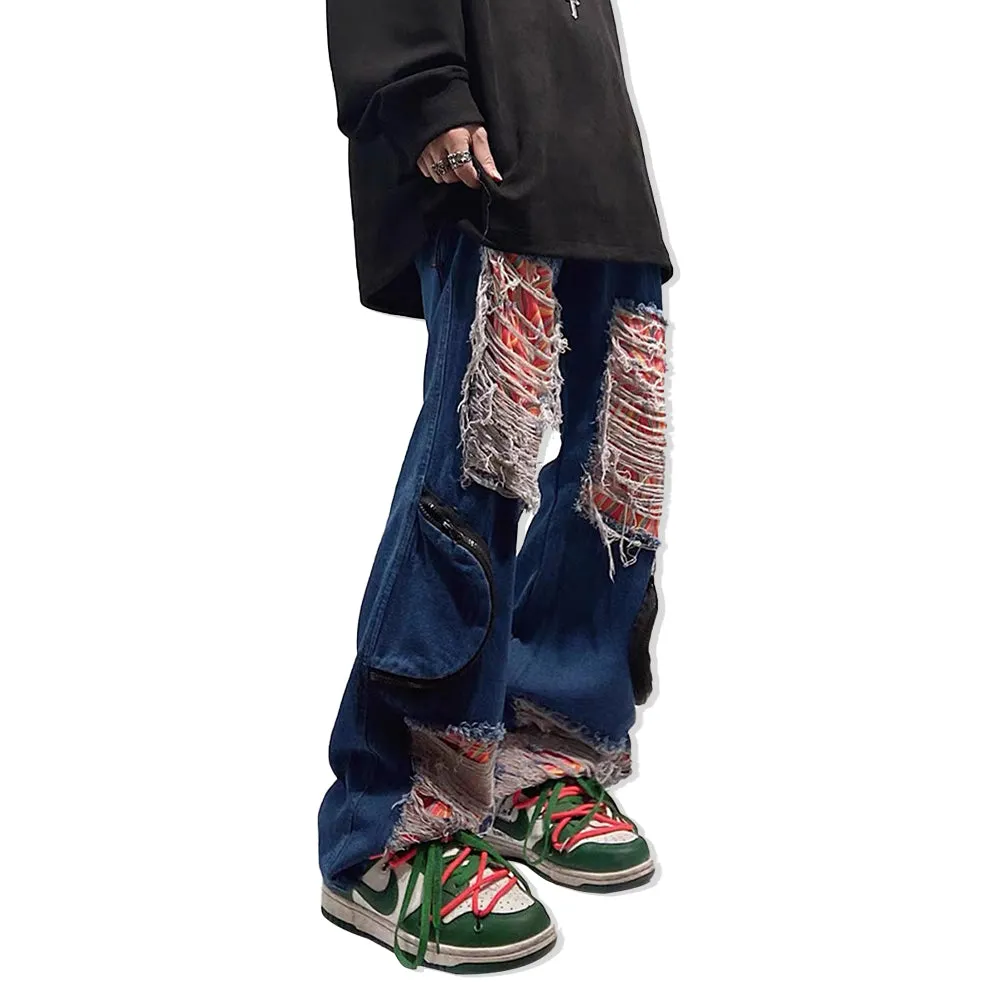 Past Future | American Sreet Ripped Patch Jeans