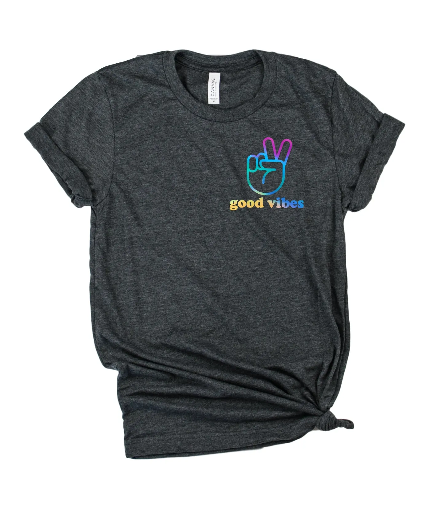 Peace And Good Vibes Rainbow Shirt | Unisex Crew