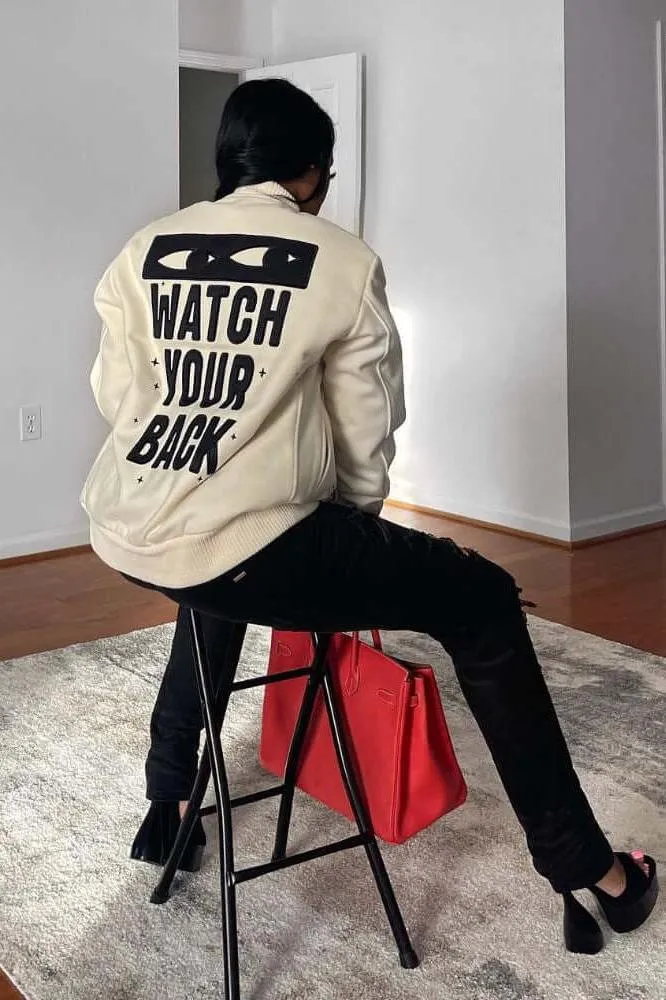 Printed baseball jacket