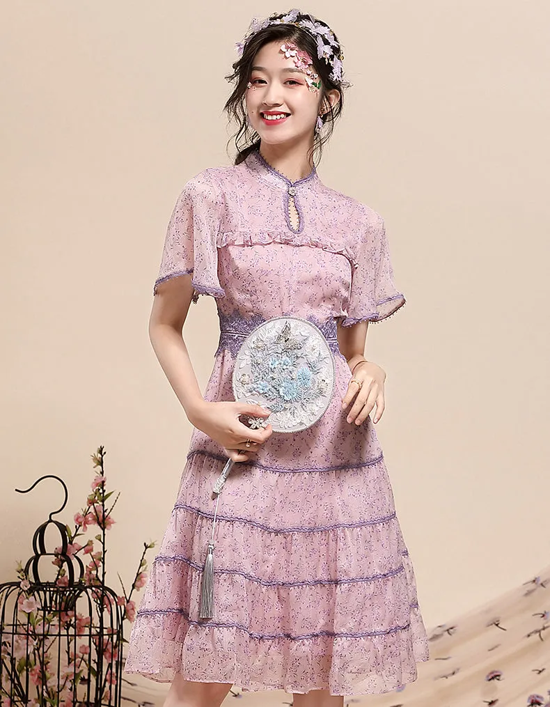 Purple Thin Qipao Cheongsam