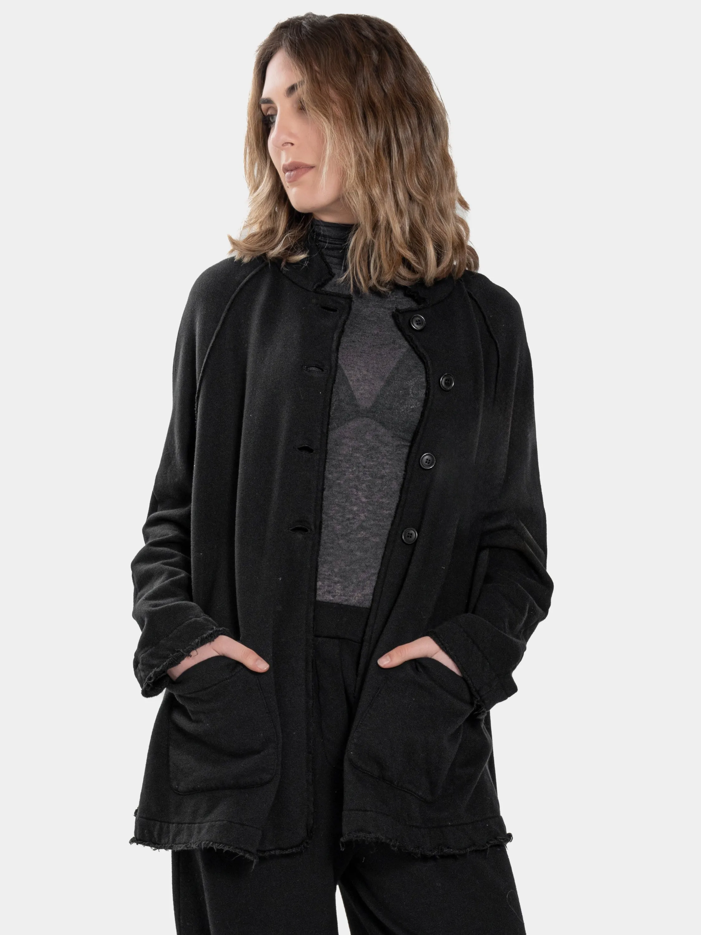 Raw Hem Raglan Jacket