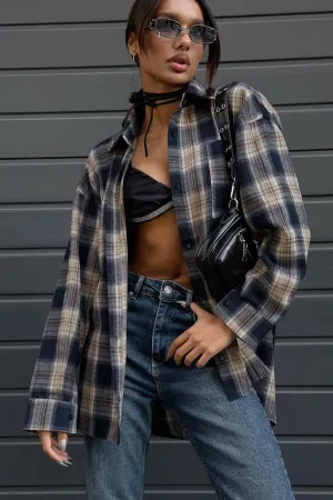 Retro plaid loose street shirt