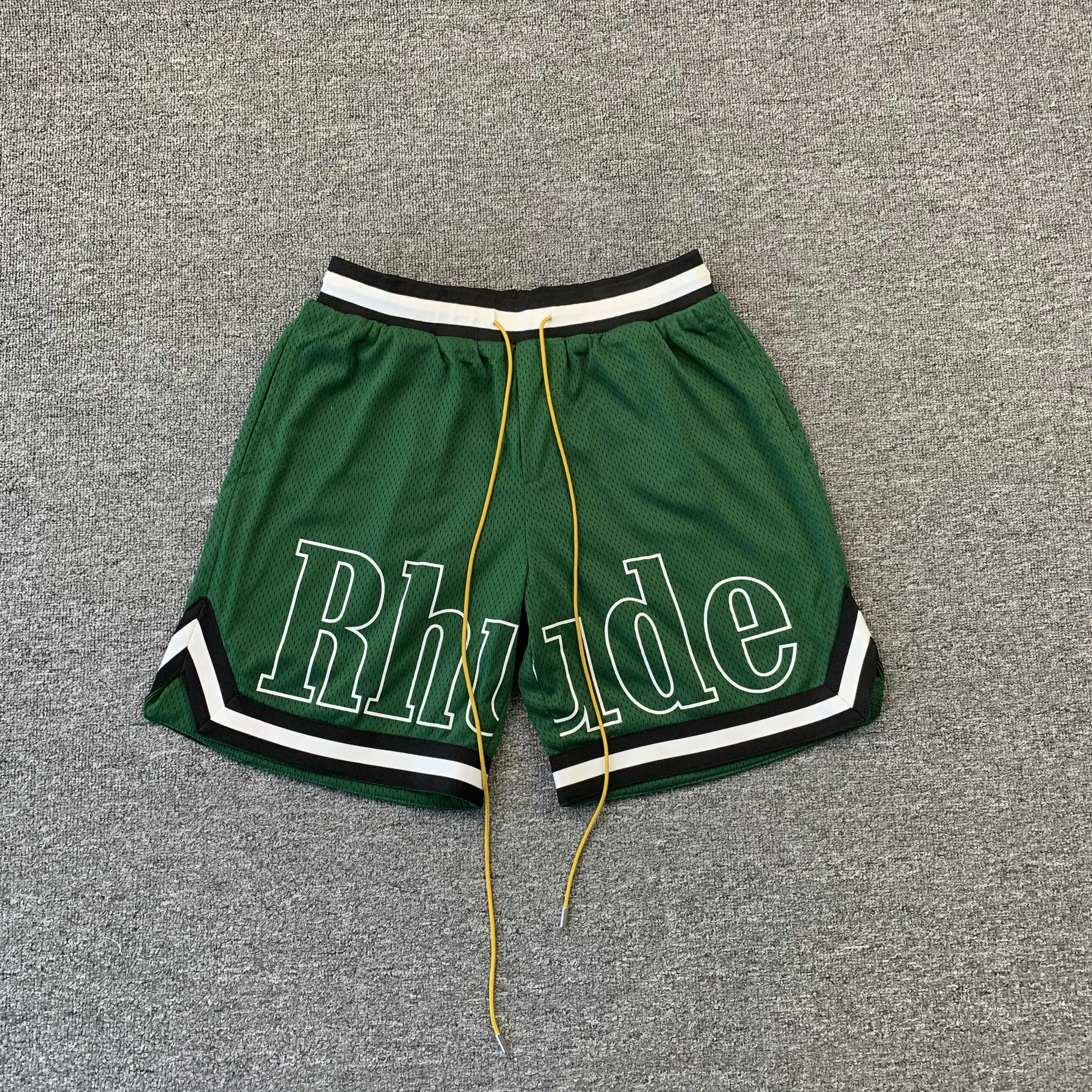 RHUDE COURT LOGO SHORTS GREEN