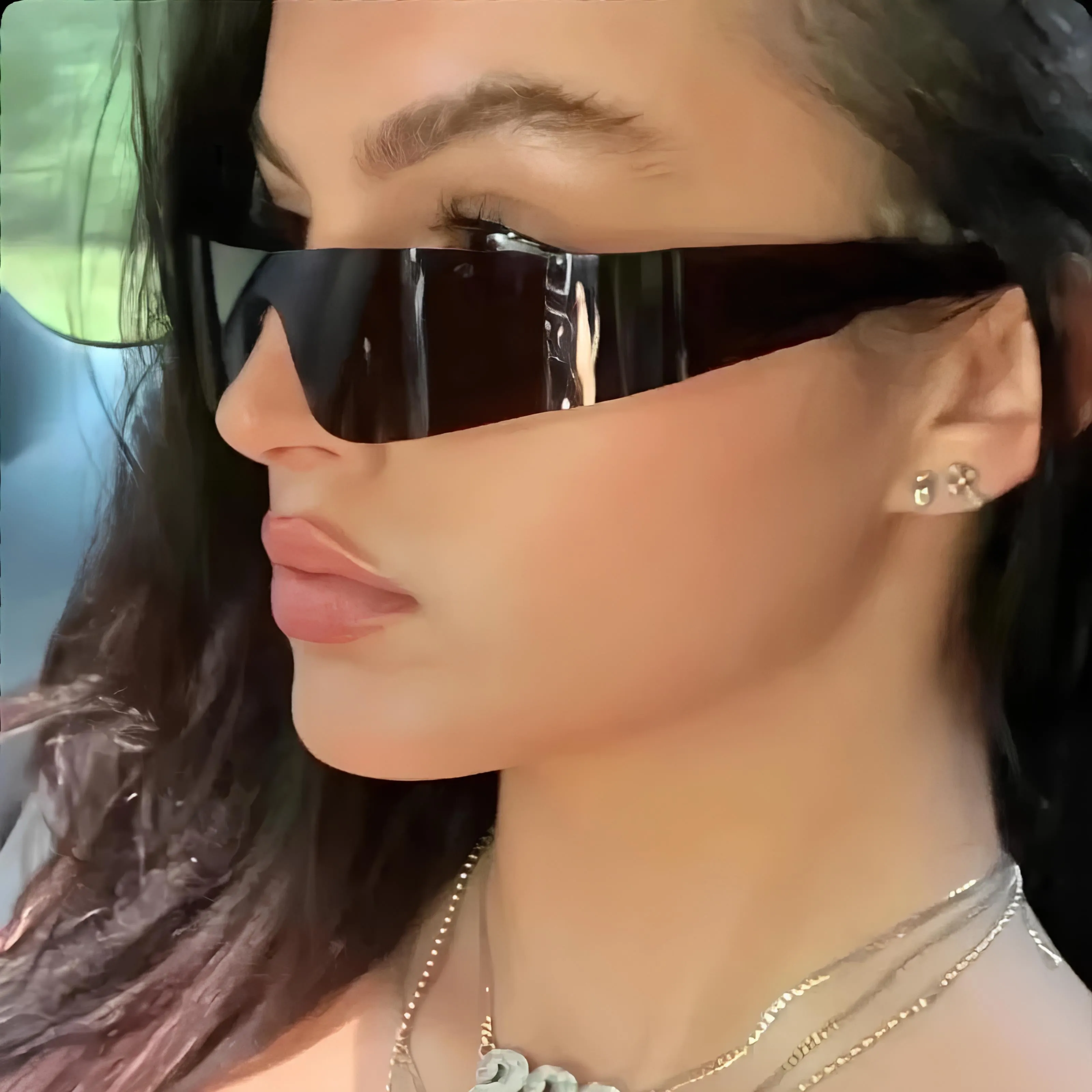 Rimless Oval Rave Sunglasses - Stylish Y2K Sport Eyewear