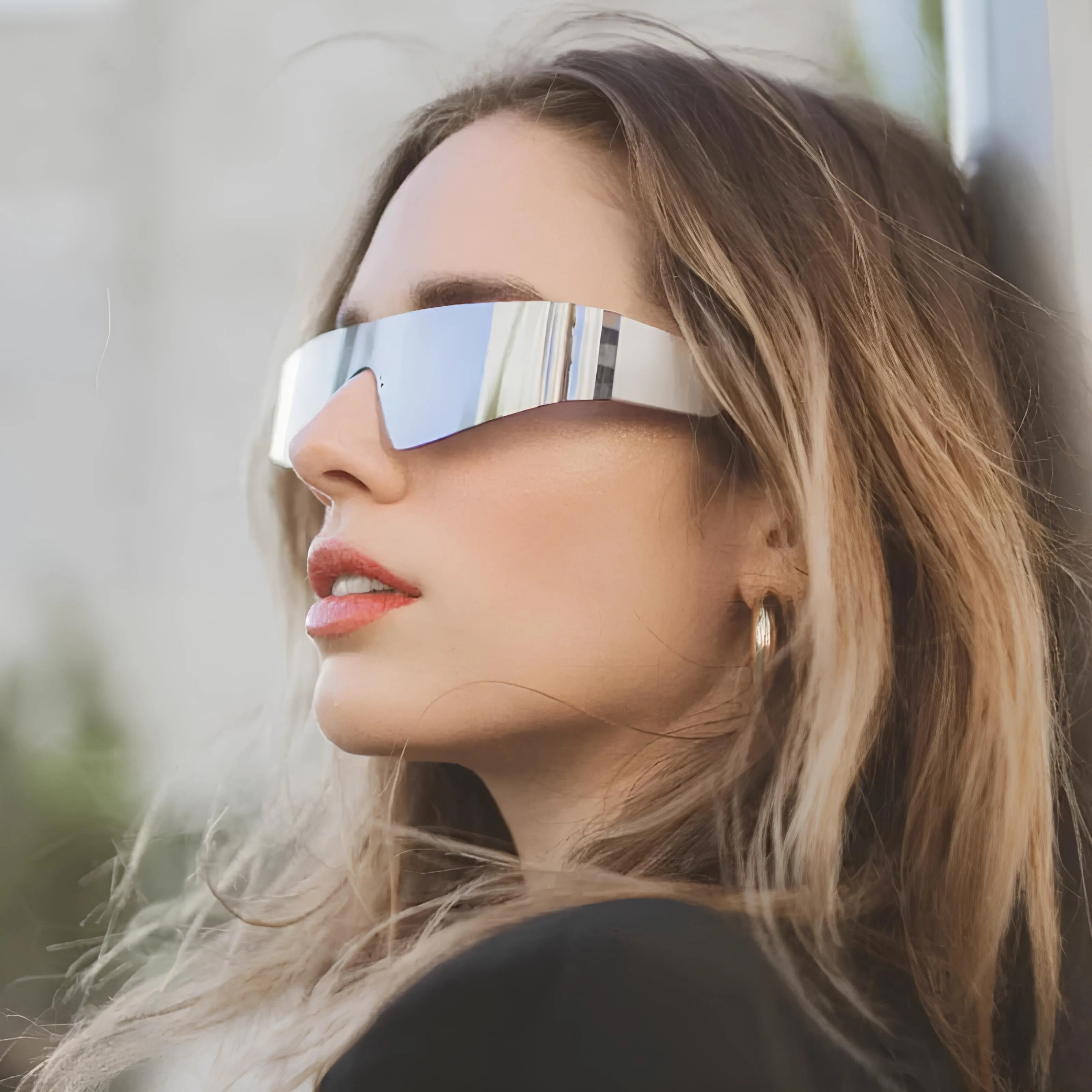 Rimless Oval Rave Sunglasses - Stylish Y2K Sport Eyewear