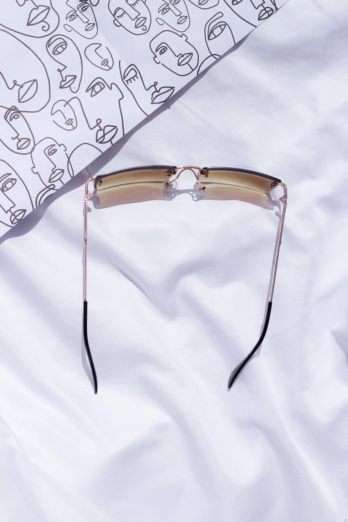 Rimless Rectangle Colour Tint Sunglasses