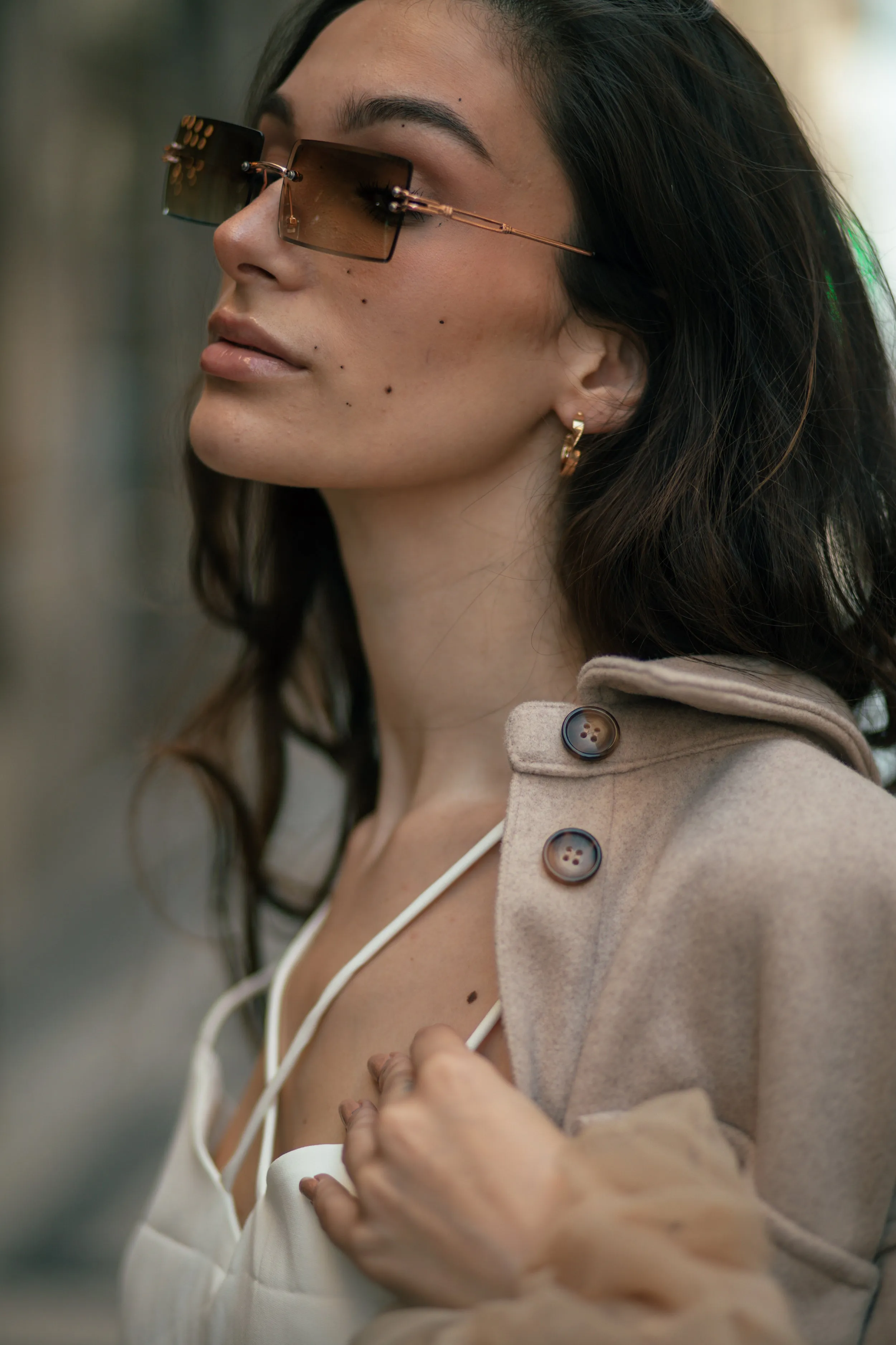 Rimless Rectangle Colour Tint Sunglasses