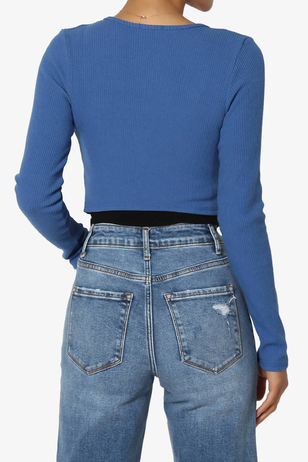 Roca Tie Front Long Sleeve Ribbed Crop Cardigan