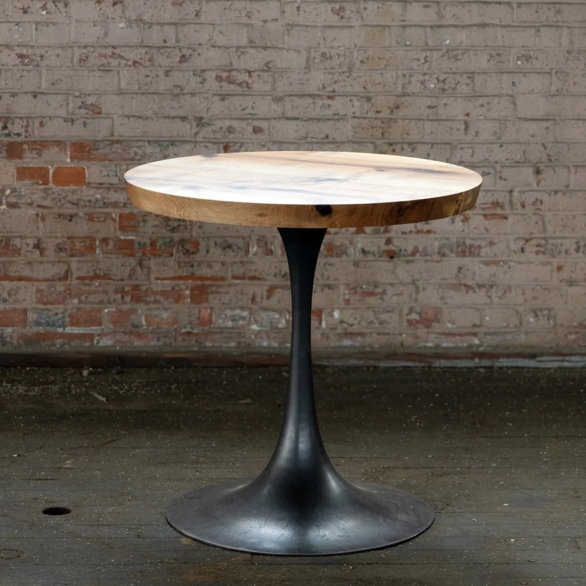 Round Pedestal Base Dining Table | Reclaimed Wood Round Dining Table With Cast Iron "Amicalola" Base