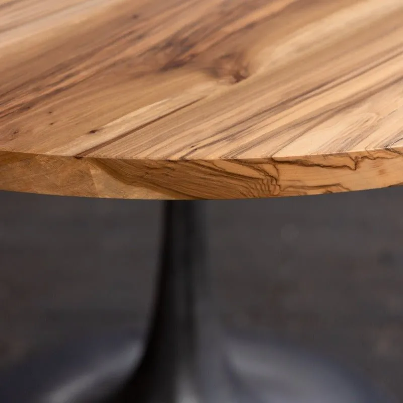 Round Pedestal Base Dining Table | Reclaimed Wood Round Dining Table With Cast Iron "Amicalola" Base