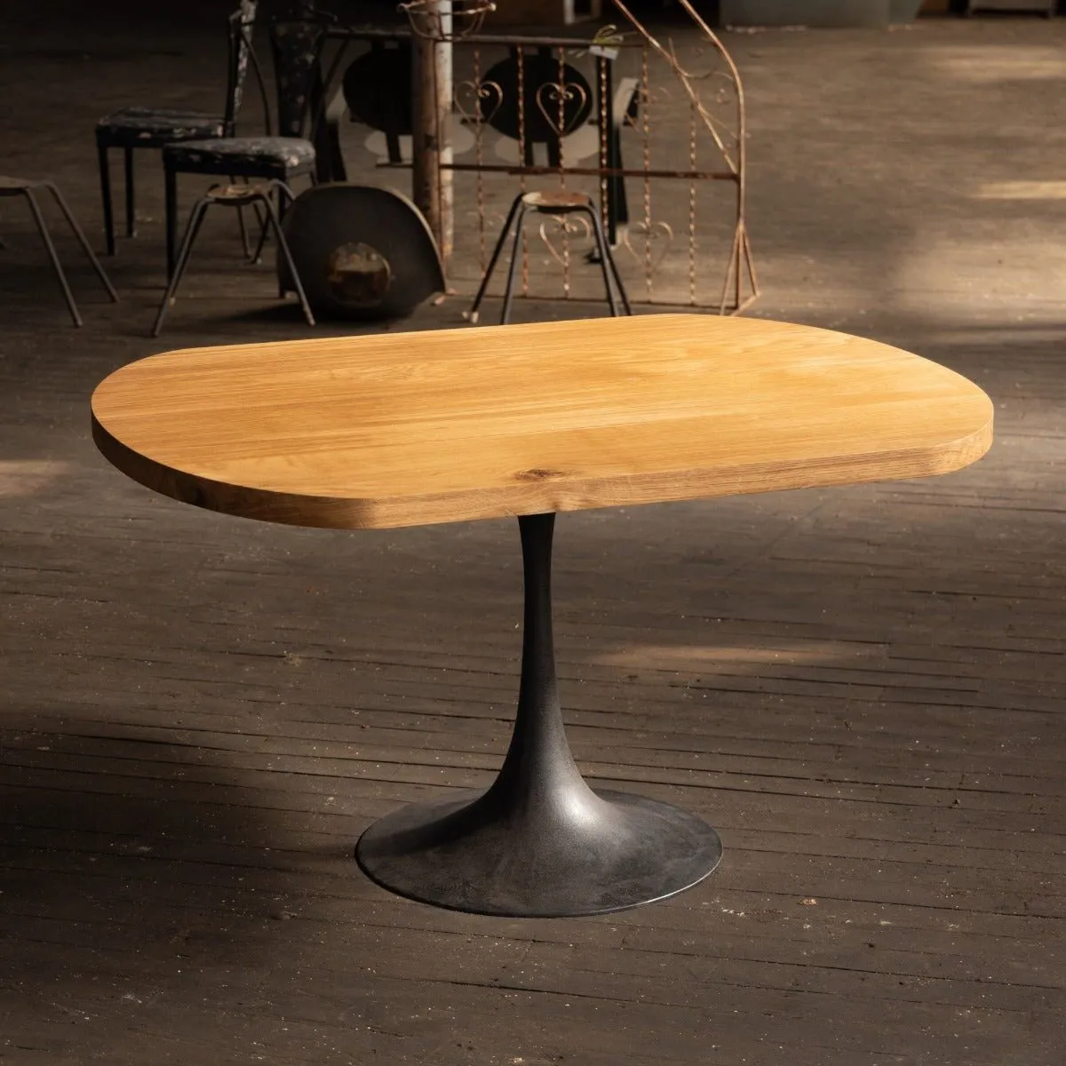 Round Pedestal Base Dining Table | Reclaimed Wood Round Dining Table With Cast Iron "Amicalola" Base