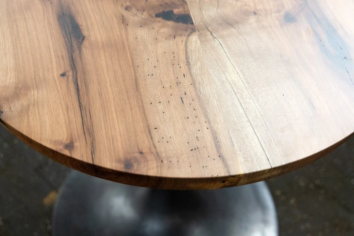 Round Pedestal Base Dining Table | Reclaimed Wood Round Dining Table With Cast Iron "Amicalola" Base