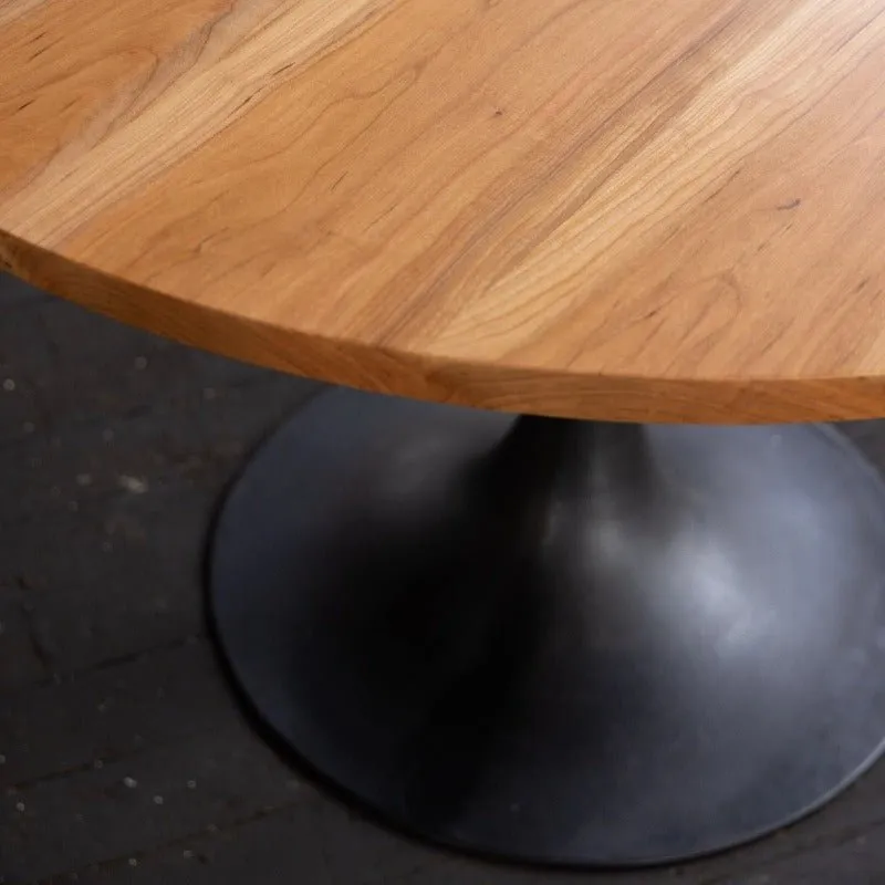 Round Pedestal Base Dining Table | Reclaimed Wood Round Dining Table With Cast Iron "Amicalola" Base