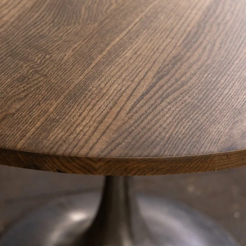 Round Pedestal Base Dining Table | Reclaimed Wood Round Dining Table With Cast Iron "Amicalola" Base