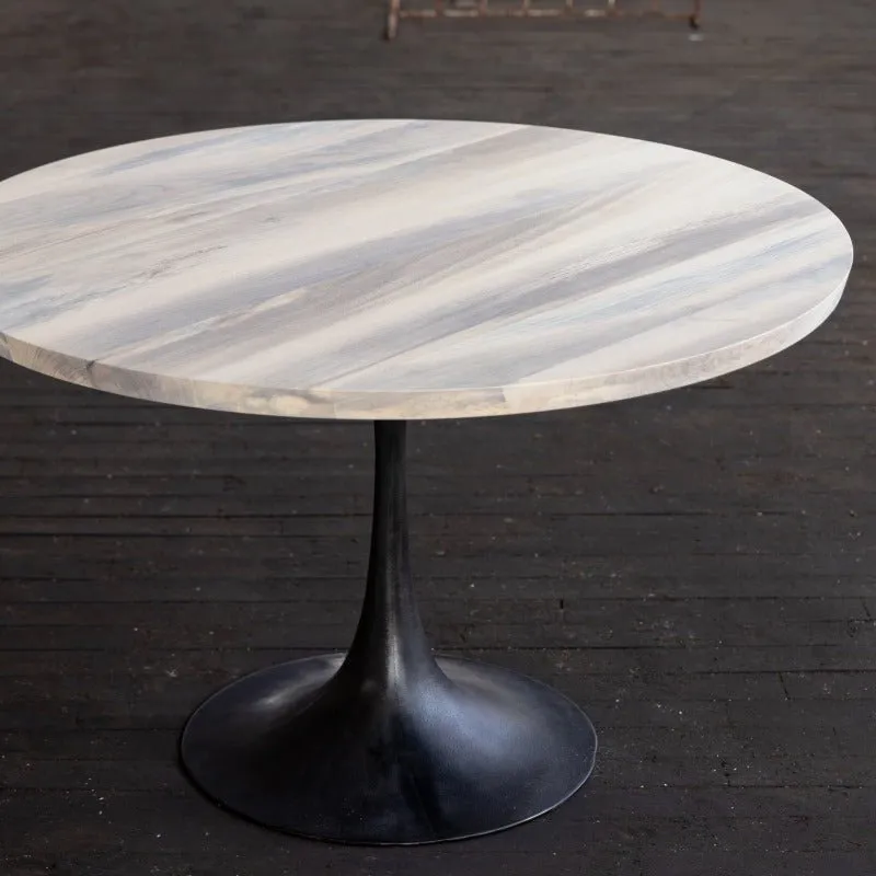 Round Pedestal Base Dining Table | Reclaimed Wood Round Dining Table With Cast Iron "Amicalola" Base