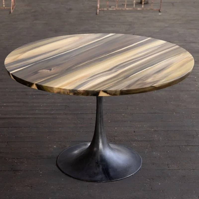 Round Pedestal Base Dining Table | Reclaimed Wood Round Dining Table With Cast Iron "Amicalola" Base