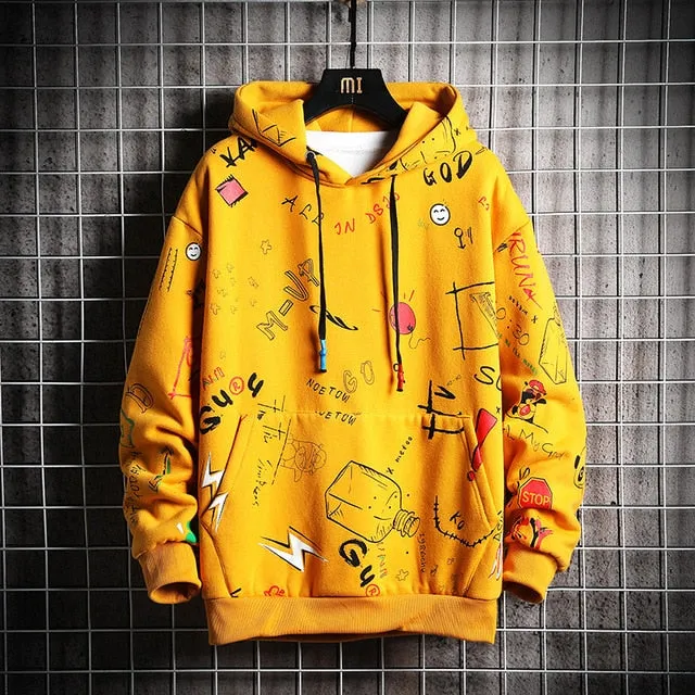 SingleRoad Men's Hoodies Men Women 2021 Spring Sweatshirt Male Japanese Streetwear Oversized Yellow Anime Hoodie Men Sweatshirts