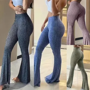 Slim High Waist Bell Bottom Flare Tights Solid Hot Y2k Women Clothes E Girl Aesthetic Fashion Streetwear Woman Pants