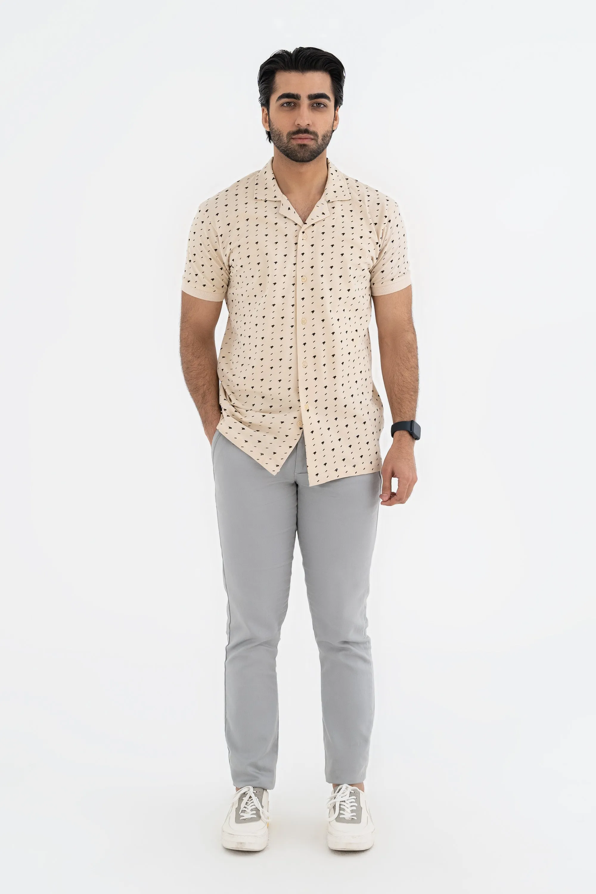 Smart Oatmeal Collared Shirt