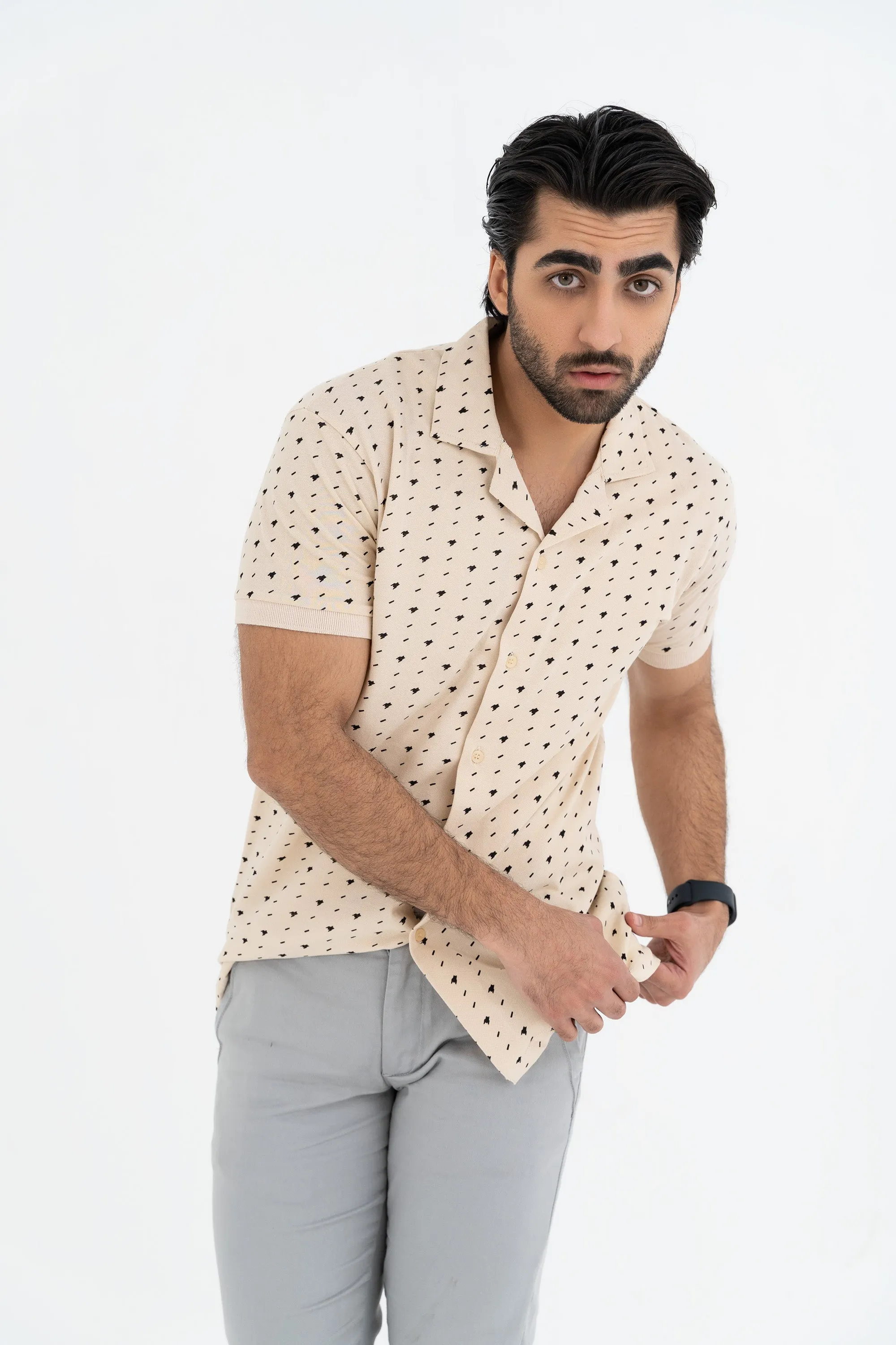 Smart Oatmeal Collared Shirt