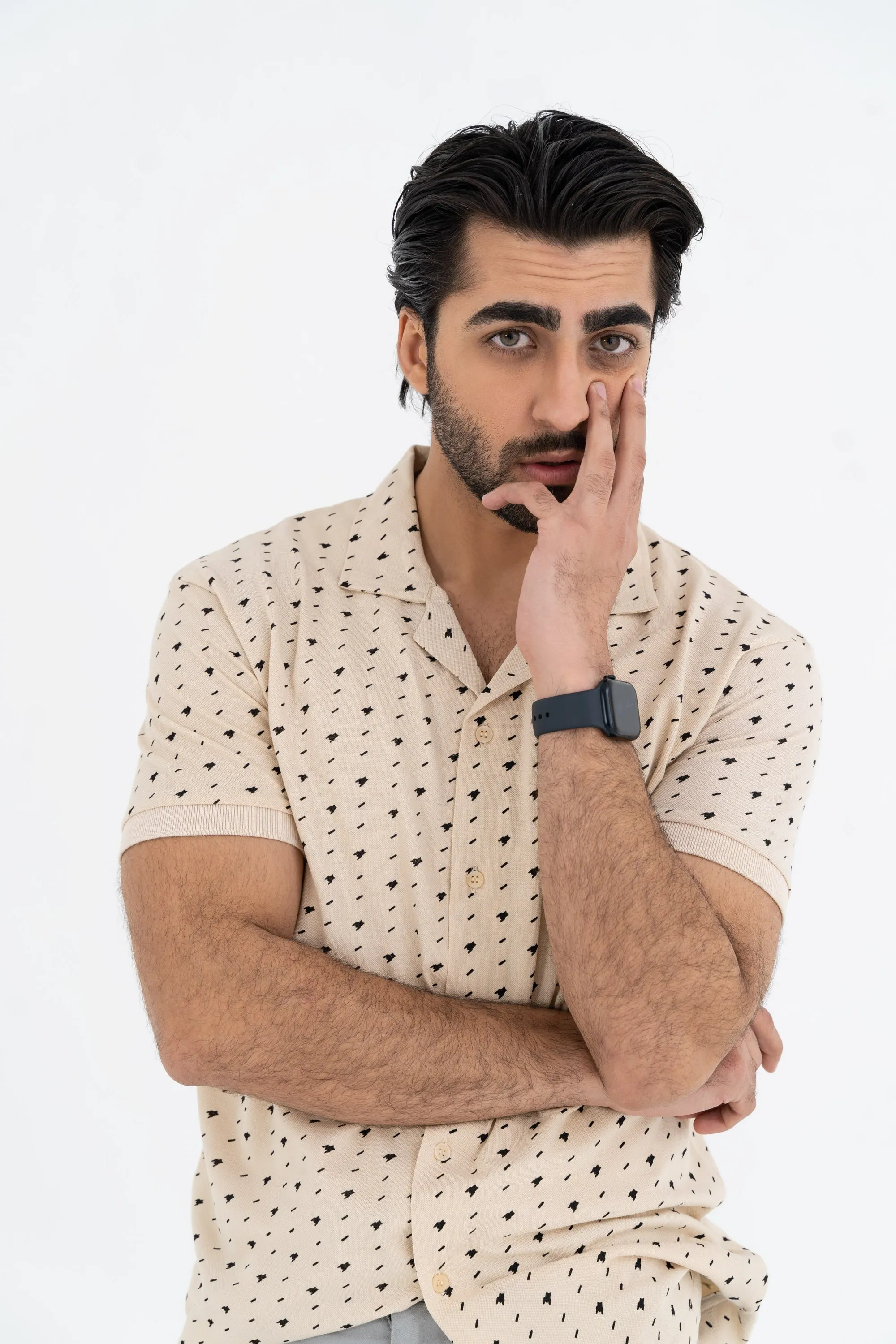 Smart Oatmeal Collared Shirt