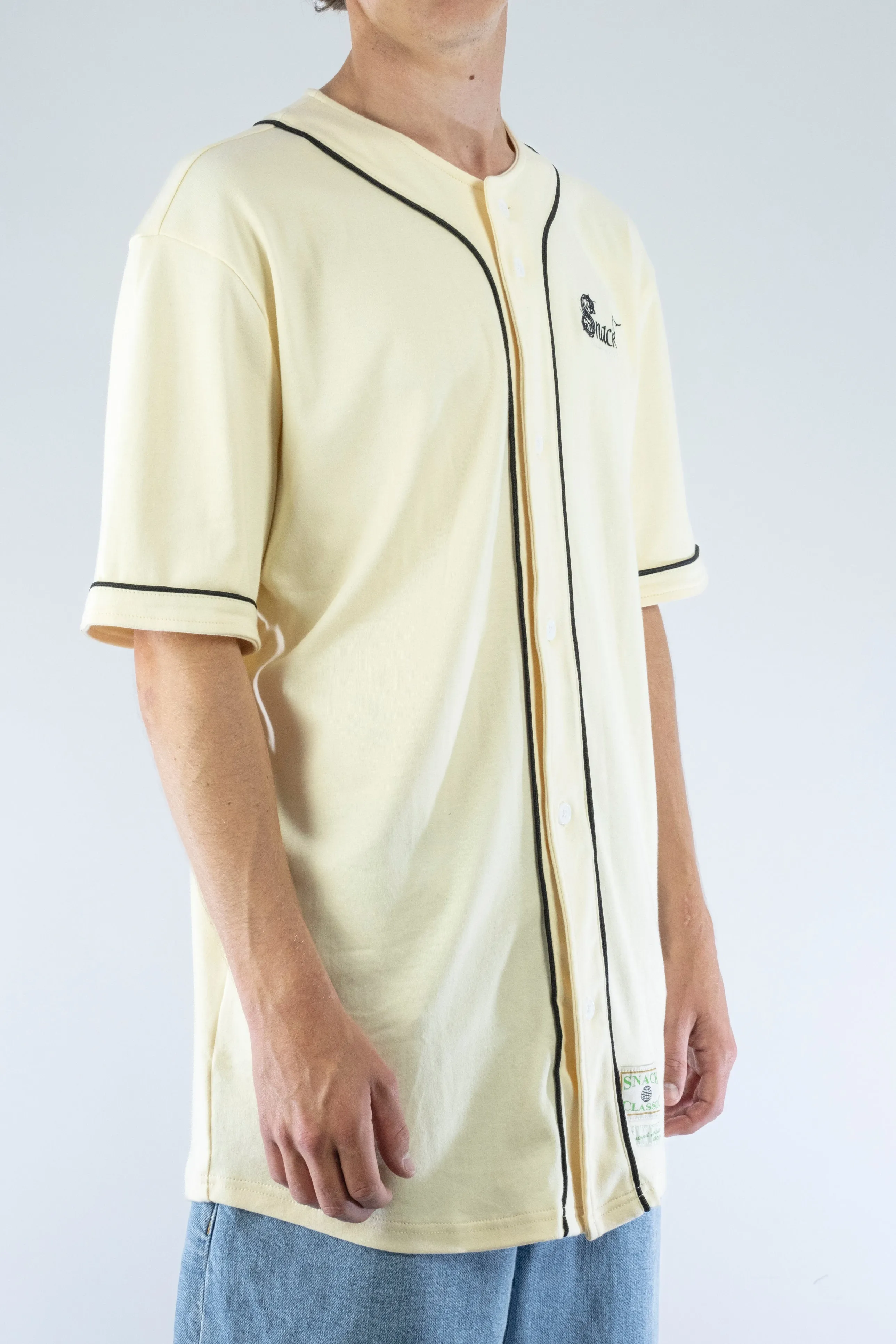 Snack Skateboards - Fine Garments Baseball Jersey - Cream & Black - Xl Last