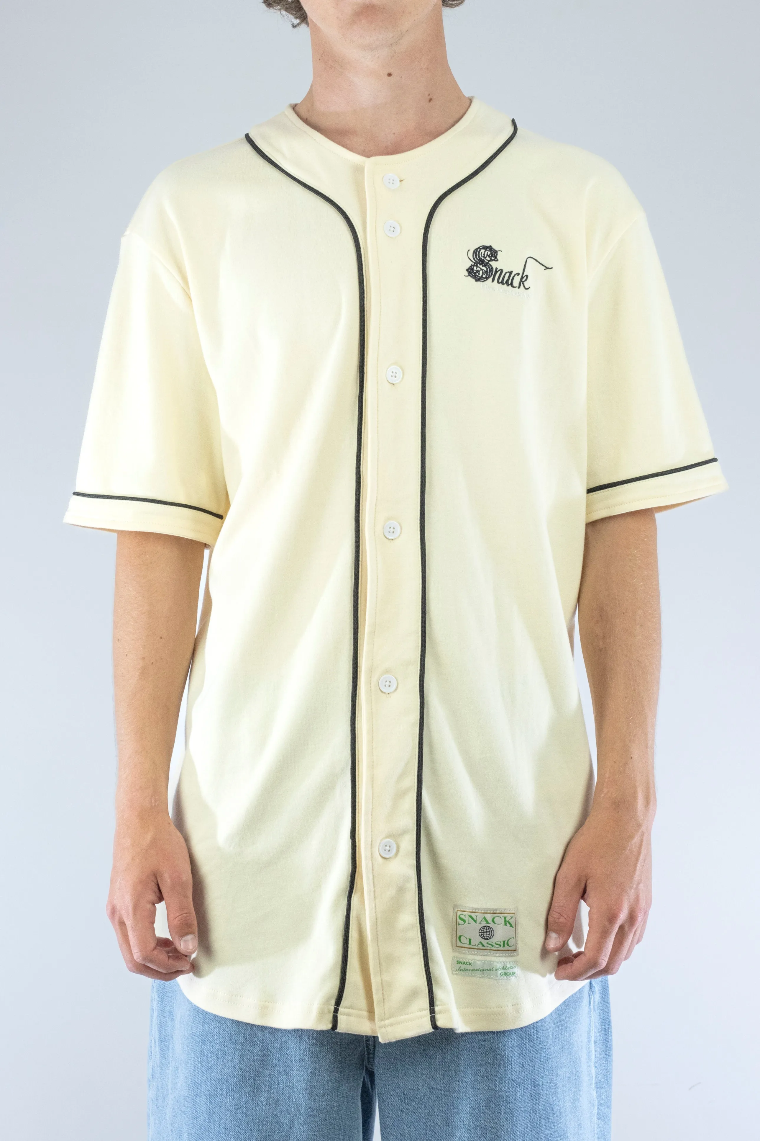 Snack Skateboards - Fine Garments Baseball Jersey - Cream & Black - Xl Last