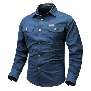 Spring Autumn Men Cotton Long Sleeve Cargo Shirts Man Casual Polo Pilot Shirts Male Safari Outdoor Streetwear Work Shirt Blouses